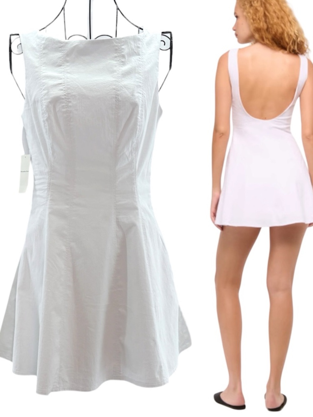 NEW Abercrombie & Fitch White Graduation Mini Dress Summer Travel Size XS Petite